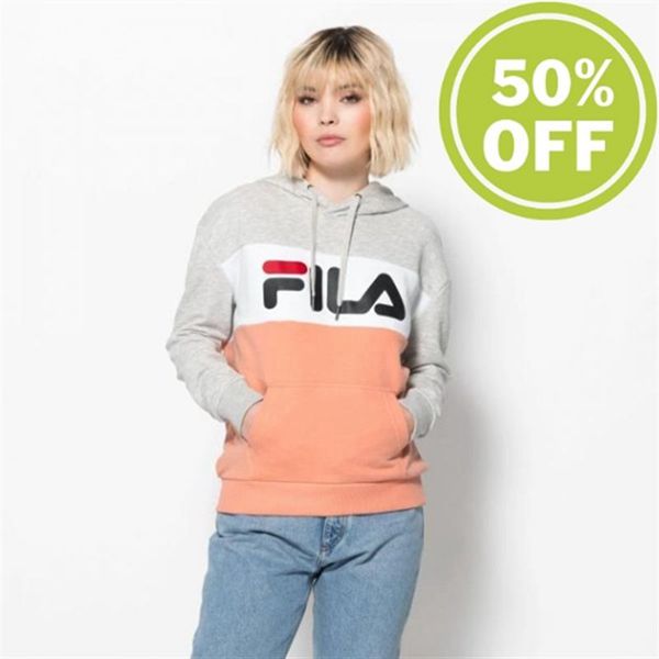 Fila Lori Hoodie Hoodie Light Women's Sweatshirts - Light Grey/White,NZ 96-73604